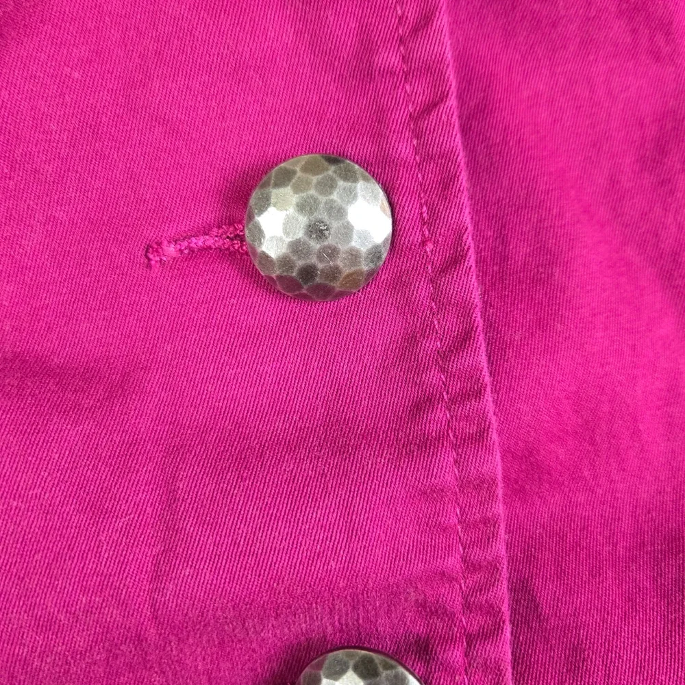 90s Vintage Magenta Pink Ruched Mandarin Collar Blazer Jacket Size Medium